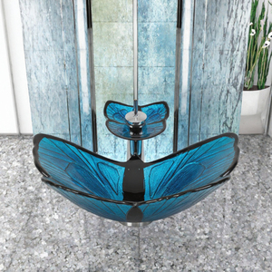 Lavabo Moderno de Encimera de Vidrio Templado con Diseño Ecológico, Fácil de Limpiar, Garantía de 2 Años, Montaje sin Orificios para Grifo, para Baños - Product Image 2