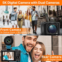 Cámara Digital sin Espejo 5K con Zoom Óptico 5x, Compacta y Portátil para TikTok, Vlogging y Fotografía, Compatible con Personalización OEM
