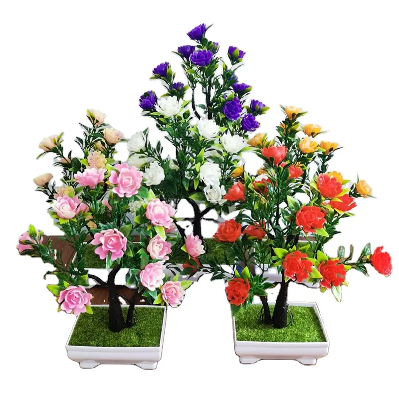 Artificial Pot Flowers Small Plants With Pot Mini Artificial Potted Flower For House Office Tabletop Decoration