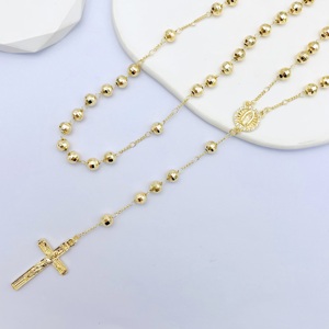 JML all'ingrosso 14K placcato <span class=keywords><strong>oro</strong></span> vergine maria croce <span class=keywords><strong>collana</strong></span> popolare Punk <span class=keywords><strong>rosario</strong></span> accessori religiosi gioielli cristiani realizzati in ottone - Product Image 2