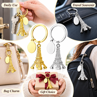Porte-clés en métal personnalisé Tour Eiffel Paris, porte-clés souvenir en alliage de zinc, logo personnalisé, breloque de sac, faible MOQ, vente en gros