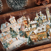 Autocollants de scrapbooking JAI IMAN, 24 feuilles, PET, transparents, grand format, thème de la ville de Noël, autocollants adhésifs