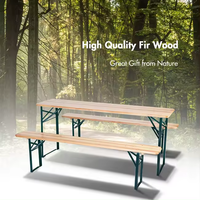 Ensemble table et banc pliants en bois pour la vente en gros, table de camping extérieure naturelle de 180 cm pour patio et jardin