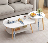 Table basse de style nordique moderne avec étagère de rangement, en bois, pour salon, table d'appoint de canapé