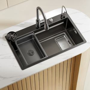 Fregadero de Cocina Grande de un Solo Tazón, Integrado, de Acero Inoxidable 304, para Instalar Sobre/Bajo/Entre Encimera, Fregadero Doméstico para Lavar Platos - Product Image 1