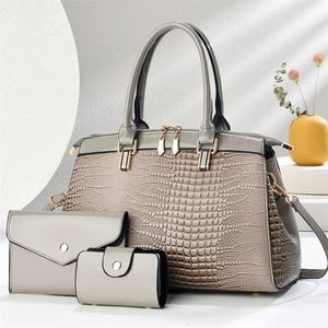 Luxury Gold Color Tote Bag Purse Set 3PCS Woman Leather Handbags for Wedding Party Birthday - Product Image 6