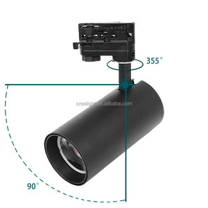 Projecteur <span class=keywords><strong>sur</strong></span> <span class=keywords><strong>rail</strong></span> LED COB 20W du fabricant, boîtier en aluminium, faisceau réglable 15-60° °   Spotlight <span class=keywords><strong>sur</strong></span> <span class=keywords><strong>rail</strong></span> orientable CRI≥80 pour salle d'exposition et magasin - Product Image 2