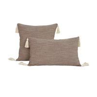 Housse de coussin décorative 100 % polyester avec pompons pour canapé, housse de coussin lombaire douce et décorative NLS14796