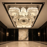 Lampu Kristal Bentuk Awan untuk Lobi Hotel, Aula Perjamuan, Pusat Penjualan, Mal, KTV, Ruang Komersial, Lampu Plafon Mewah Besar
