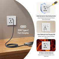 Prix de gros Royaume-Uni Kenya Afrique du Sud Émirats arabes unis Interrupteur mural 3 broches 16A 250V Multifonction USB Type-C Interrupteur d'éclairage Prise murale
