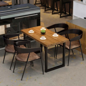 Juego de mesa de comedor y silla de madera maciza de estilo industrial Vintage para <span class=keywords><strong>Bar</strong></span>, barbacoa, restaurante, cafetería o uso comercial para sala de estar - Product Image 2