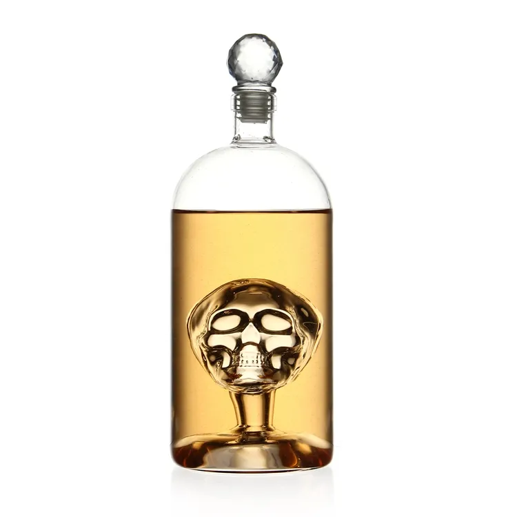 1000ML Skeleton Decanter Dalam Kepala Manusia Bottler, Skeleton Face Diperbesar dengan Whiskey, Tequila, Brandy atau Rum