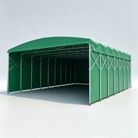 Grande tente d'entrepôt pliable et télescopique en PVC imperméable avec structure en acier, auvent mobile coulissant, idéale pour une utilisation en extérieur