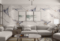 Panneau mural en placage de bois de charbon de bambou, effet marbre, imperméable, pour salon ou hôtel