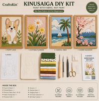 Kit de Quilting DIY Kinusaiga pour Cadeau d'Anniversaire, Kit d'Artisanat Sans Couture pour Débutants, Décoration Murale, Ensemble Cadeau – Tous les Matériaux Inclus
