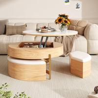 Table basse relevable et meuble TV combinés en bois massif, style nordique de luxe léger, avec plateau en roche, meubles de salon modernes avec rangement