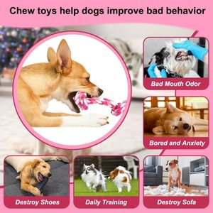 Jouet en corde pour chien NIBAO, corde à mâcher à <span class=keywords><strong>3</strong></span> nœuds de 14 pouces pour chiens de petite et moyenne taille, jouet en coton naturel pour tirer à la corde et nettoyer les dents - Product Image 4
