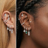 Set di Orecchini a Cerchio Shorea Trendy in Argento Sterling 925 con Moissanite Diamante VVS 0.5 Carati, Taglio a Goccia, Rotondo ed Emerald