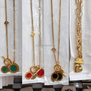 Collar de Acero Inoxidable con Colgante Geométrico y Cadena de Circonita Cúbica en Capas Estilo Romano, Venta al Por Mayor <span class=keywords><strong>2025</strong></span>, sin Deslustre para Mujer - Product Image 3