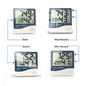 HTC1 grande schermo digitale Indoor Max / Min temperatura ambiente termometro e igrometro con HTC-1 di visualizzazione del tempo - Product Image 4