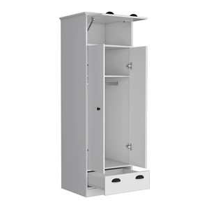 Armario Blanco Dumas con 2 Cajones y Puertas Abatibles, Mueble de Almacenamiento Minimalista para Dormitorio - Product Image 6