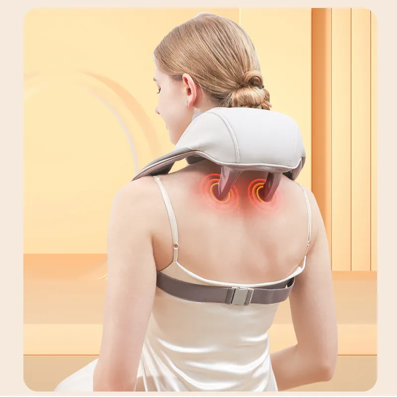 Producto de masaje de cuello y hombros con calefacción, herramienta de masaje de tejido profundo más nueva, masajeador de cuello, Color Beige