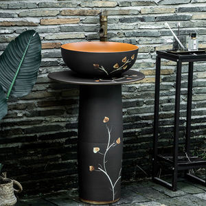 Foire <span class=keywords><strong>de</strong></span> Canton Belle Jingdezhen Peint à la Main <span class=keywords><strong>Salle</strong></span> <span class=keywords><strong>de</strong></span> Bains Porcelaine Ronde Céramique Lavabo Piédestal avec <span class=keywords><strong>Colonne</strong></span> - Product Image 6