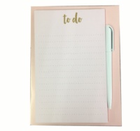 Bloc-notes adhésifs personnalisés à lignes pointillées avec stylo
