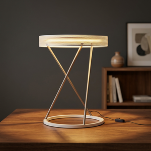 Lampe de table moderne en métal doré, LED, commande tactile, lumière blanc chaud à intensité variable, pour chambre à coucher, salon, design minimaliste - Product Image 1