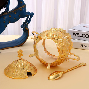 Visionary Household Spice <b>Jar</b> Gold Zinc Alloy Lid Large Sealed Moisture-Proof <b>Glass</b> Storage <b>Jar</b> High-End Luxurious <b>Jar</b> - Product Image 4