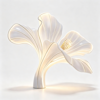 Sculpture florale artistique en résine avec éclairage LED, bordure dorée, taille et couleur personnalisées, décoration extérieure pour jardin, parc, hôtel