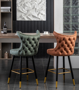 Nouveau design, mobilier pour hôtel et restaurant, tabouret de bar à dossier haut, chaise de bar en cuir et bois - Product Image 6