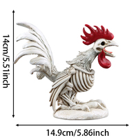 Estatua de Resina de Gallo Esqueleto de Halloween, Figura de Pollo Zombi, Decoración Gótica para Mesa del Hogar, Adorno para Fiesta de Halloween