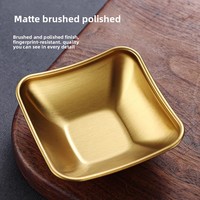 Plat carré en acier inoxydable 304, écologique, de qualité alimentaire, doré, style coréen, pour sauces, trempettes et assaisonnements de fondue
