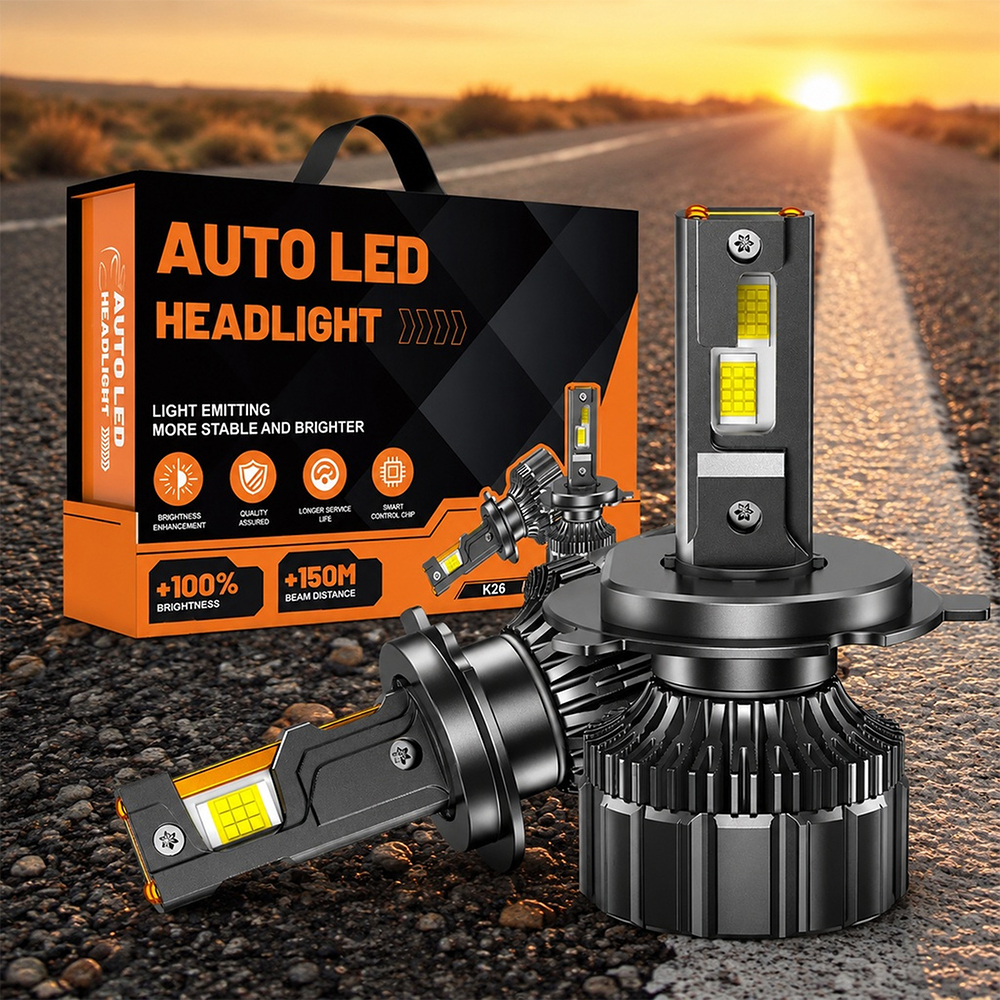 Hot Sale New High Quality 12V 6000K K26 LED Headlights H1 H3 H7 H11 4575 Chip Headlamp 9005 9006 9012 Auto LED Lights