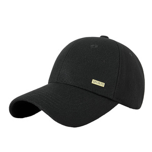 Casquette de baseball en laine pour homme, noire, chaude, style bec de canard, printemps automne, décontractée, protection solaire - Product Image 1