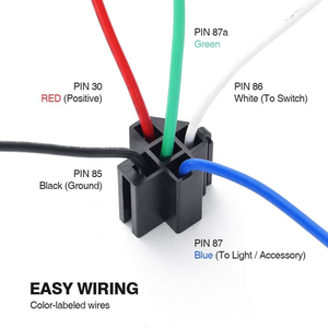 5-Pin 12 В DC SPDT 30А, реле предохранителя, Комплект разъемов для автомобиля, грузовика, комплект ремней проводов для автомобильного автомобиля, 14 AWG проводов, 30А, реле плавкого предохранителя - Product Image 3