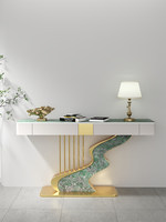 Table d'entrée en dalle de pierre, style luxe léger, moderne, créatif, élégant, minimaliste, pièce d'art murale, table d'appoint semi-circulaire pour hall d'entrée
