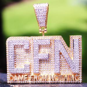 Bijoux personnalisés de style HipHop tendance <span class=keywords><strong>2022</strong></span>, pendentif personnalisé à double couche en argent sterling 925 avec pavé de diamants - Product Image 5