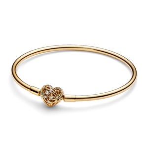 Bracelet <span class=keywords><strong>Pandora</strong></span> en argent sterling S925 avec fermoir cœur, plaqué or 14 carats, fermoir flocon de neige, bijoux fins DIY - Product Image 2