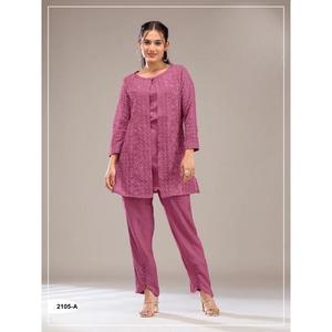 Costume pakistanais prêt-à-porter de qualité supérieure, tissu en faux georgette avec broderie lourde artisanale et travail de sequins, tenue de soirée - Product Image 1