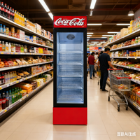 Vitrine réfrigérée avec porte vitrée, refroidissement par compresseur et étagères réglables