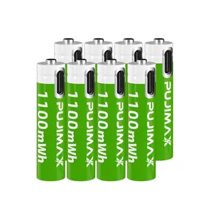 PUJIMAX 8 adet 1.5V lityum pil paketleri 1100karaoke USB şarj edilebilir piller Karaoke mikrofon için AAA Li-ion tipi C pil