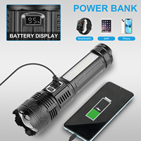 Lampe torche LED 30W 33 LED, portée 1000M, rechargeable USB-C, affichage de la puissance, 9 modes, zoom, étanche IP65, lampe de poche extérieure