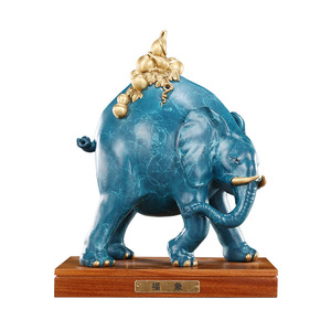 Auspicious <b>Elephant</b> Figurine Antique Blue Copper Handmade Home Office <b>Decoration</b> Gift - Product Image 5