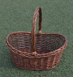 Giỏ Liễu Gai Có Tay Cầm Giỏ Thu Hoạch Dệt Bằng Tay Màu Nâu Sẫm Giỏ Hoa Liễu Gai Để Đựng Đồ, Dã Ngoại, Phục Sinh, Sắp Xếp - Product Image 2