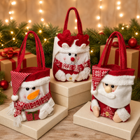 Weihnachtsgeschenktüte mit 3D-Figur von Weihnachtsmann, Schneemann und Rentier, Süßigkeiten-Tragetasche für Feiertagspartys und Dekoration