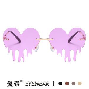 Heart-Shaped Teardrop Sunglasses For Women UV400 Protection Frameless Metal <b>Plastic</b> Party <b>Glasses</b> Class 2 Sunshades - Product Image 5