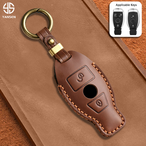 Para Mercedes Benz A B C <span class=keywords><strong>E</strong></span> R Class GLS GLA GLK GLC CLS CLA AMG W204 W205 W212 2025 Funda de cuero para llave de coche - Product Image 1