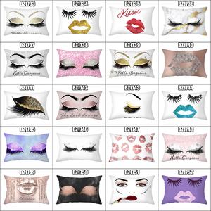Kunden spezifischer 18x18 Zoll Kissen bezug 45x45 cm Mode Augen lippen Design Polyester Seide <span class=keywords><strong>Nylon</strong></span> Kissen bezug für den Heim-und Hotel gebrauch - Product Image 2
